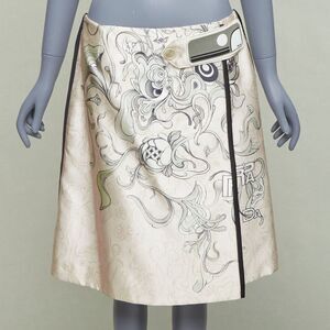 PRADA 2018 Runway James Jean Fairy print rubber tab wrap skirt IT42 M